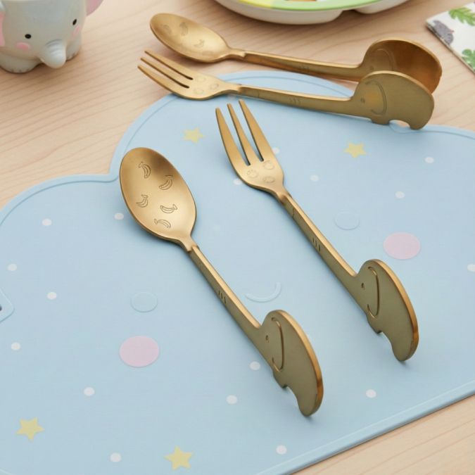 Sendok dan Garpu Dessert Stainless Steel Peralatan Makan Anak