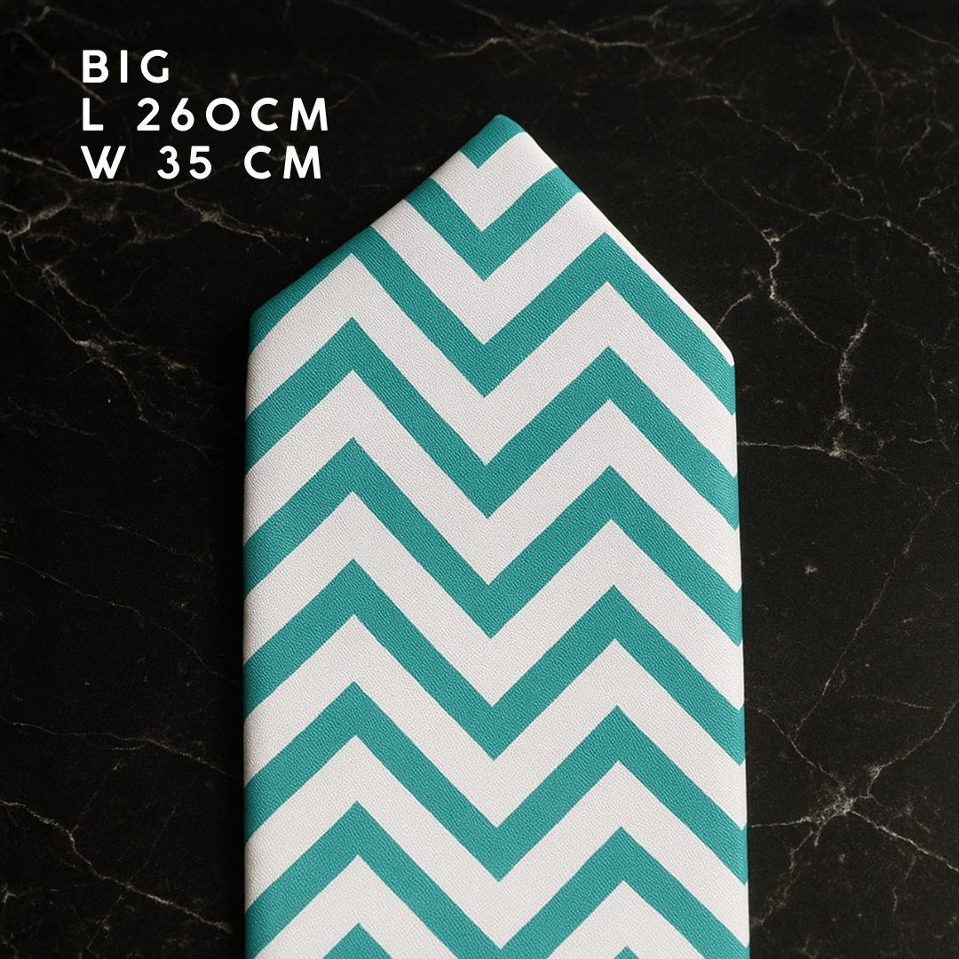 Table Runner dan Bed Runner Chevron Minimalis Hitam Toska