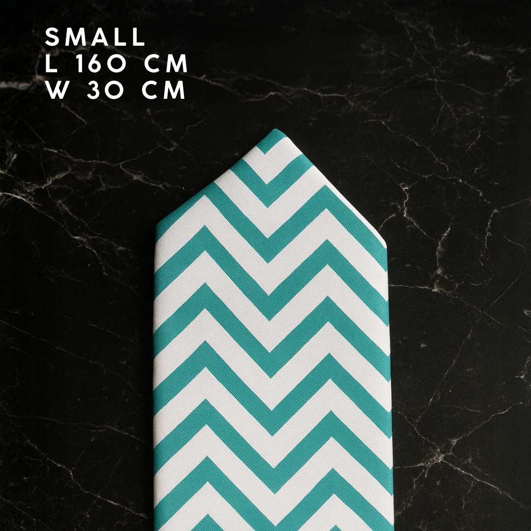 Table Runner dan Bed Runner Chevron Minimalis Hitam Toska