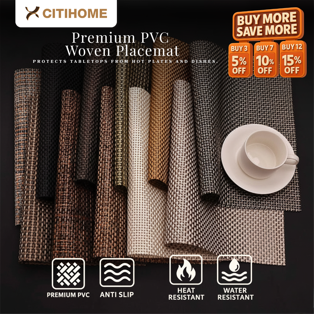 Placemat PVC Premium Desain Anyaman Tahan Panas Anti Slip