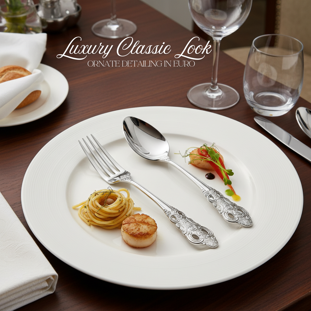Set Alat Makan Stainless Steel dengan Desain Klasik Elegan