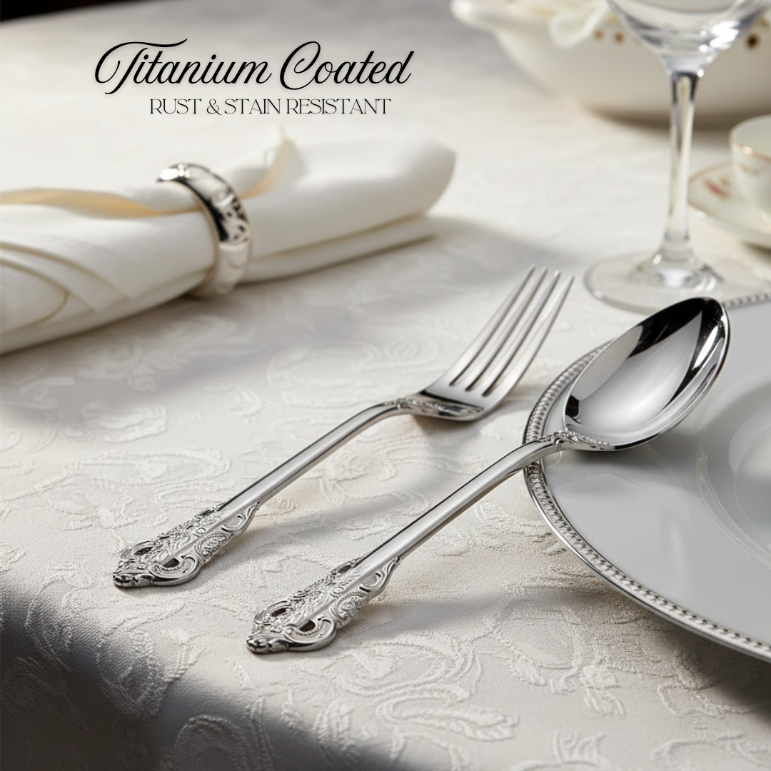 Set Alat Makan Stainless Steel dengan Desain Klasik Elegan