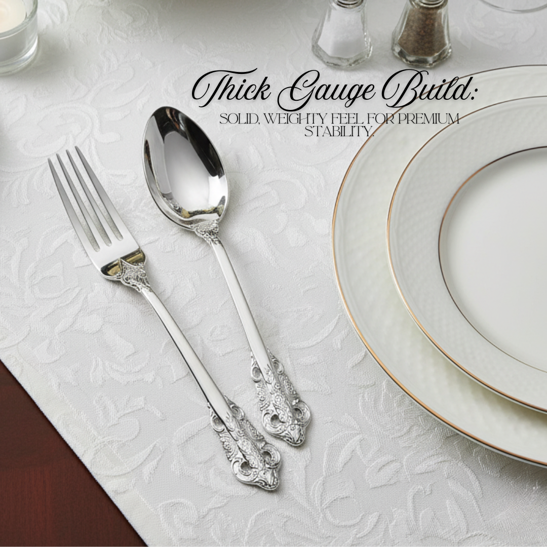 Set Alat Makan Stainless Steel dengan Desain Klasik Elegan