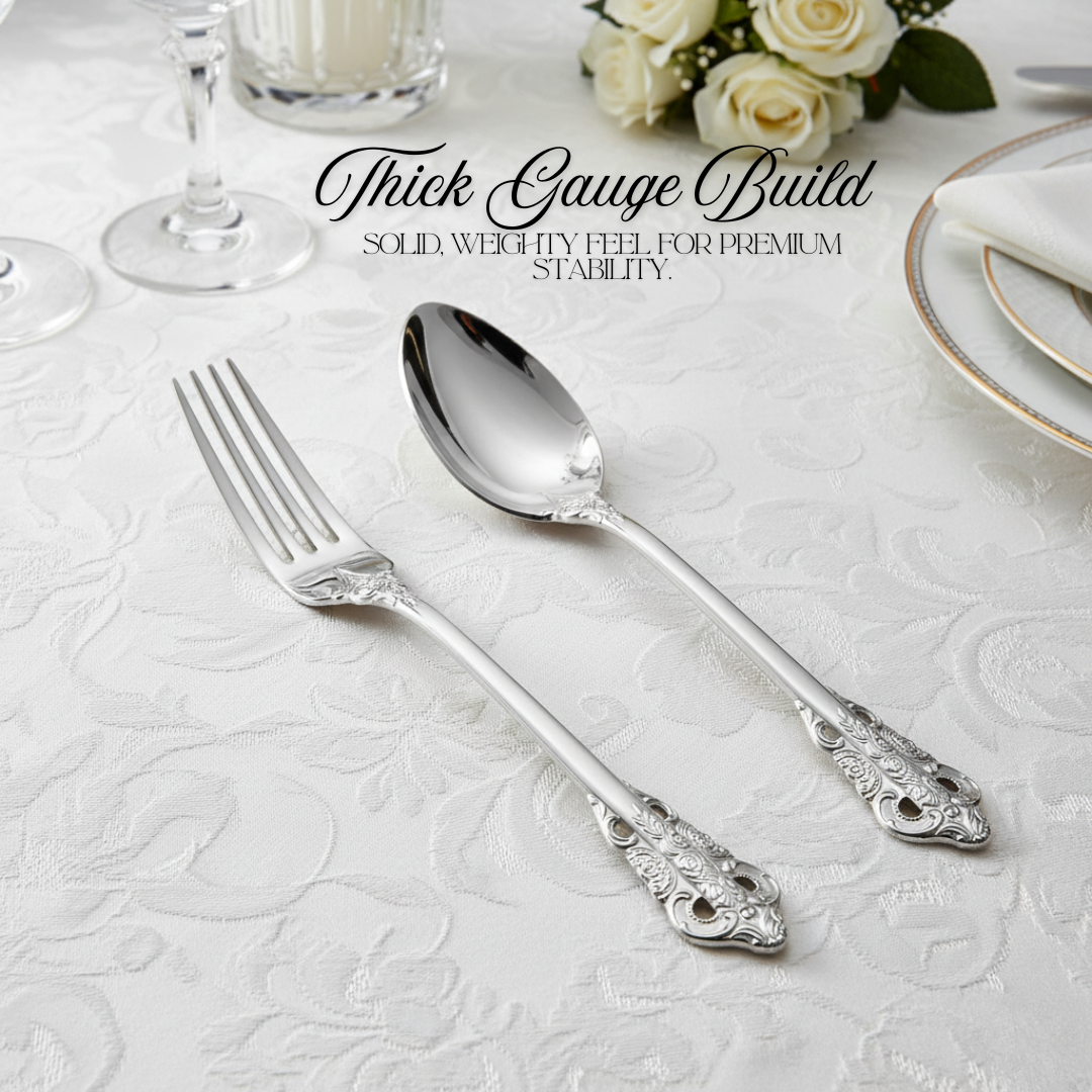 Set Alat Makan Stainless Steel dengan Desain Klasik Elegan